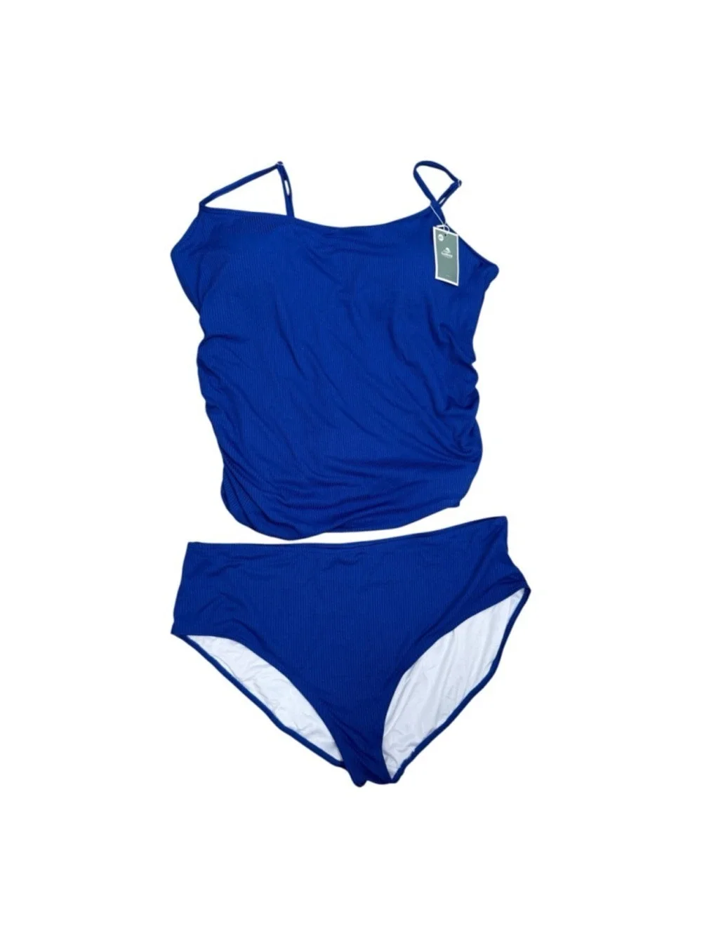 Eomenie 4XL 20W Blue Ribbed Tankini High Waisted Swim Set NWT